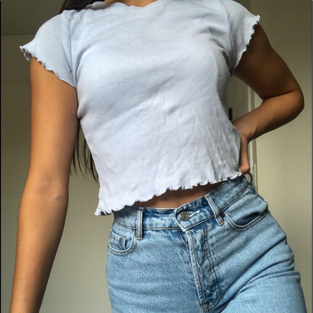 Brandy Melville baby blue ruffle top